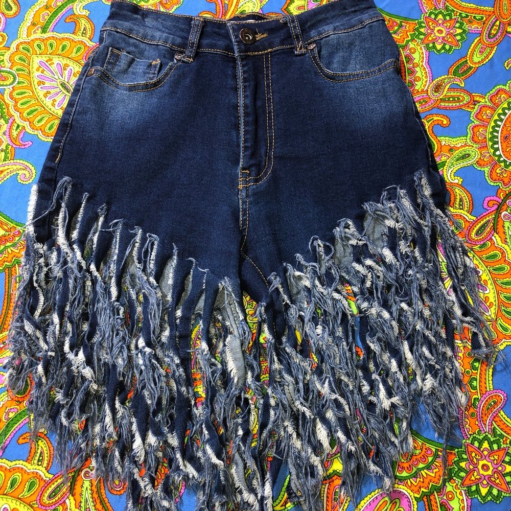 JC & JQ Jeans S Shredded Hem Sexy Denim Shorts